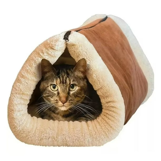 Cama Túnel 2 en 1 para Gatos – Alfombrilla y Refugio Térmico
